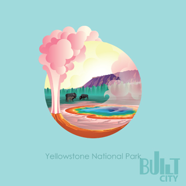 Original Illustration of Yellowstone National Park